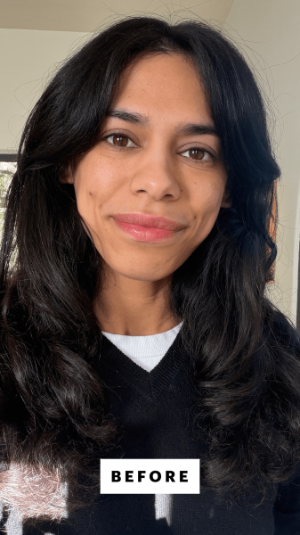 A selfie of Allure senior commerce director Shanna Shipin before applying the Dior Forever Skin Glow Foundation